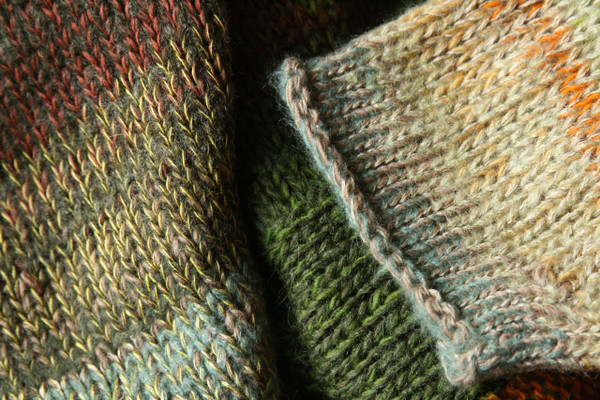 Autumn Symphony double breasted cardigan sweater size L Wrapture by Inese Iris Liepina, forest green teal brown orange pumpkin olive lichen sage gold rust autumn fall colors, local Baltic wool, kid mohair, silk, cotton, prewashed in machine on wool cycle, knitted unique one of a kind
