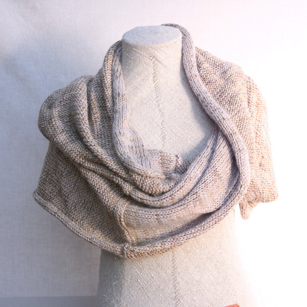 Pink Sand marled shawl wrap mohair cotton chunky knit Wrapture by Inese Iris Liepina