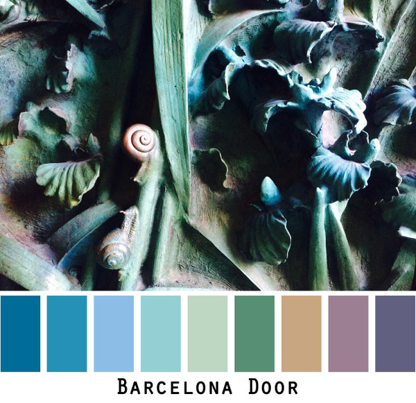 Barcelona door of La Sagrada Familia church by Gaudi photographed by Inese Iris Liepina and made into a color card for custom ordering from Wrapture by Inese