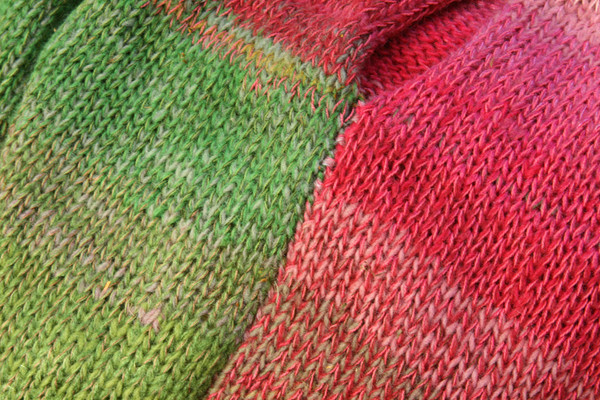 closeup of knitting detail with contrast stitching in Waterlilies calf length tank dress knit by Inese Iris Liepina