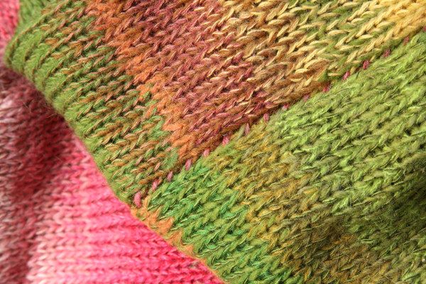 closeup of knitting detail with contrast stitching in Waterlilies calf length tank dress knit by Inese Iris Liepina