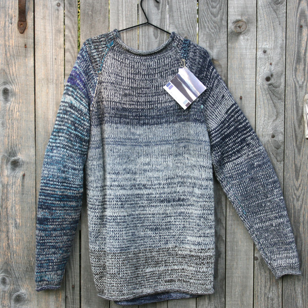 Mongolian Lake reversible pullover raglan sweater