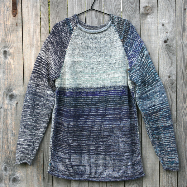 Mongolian Lake reversible pullover raglan sweater