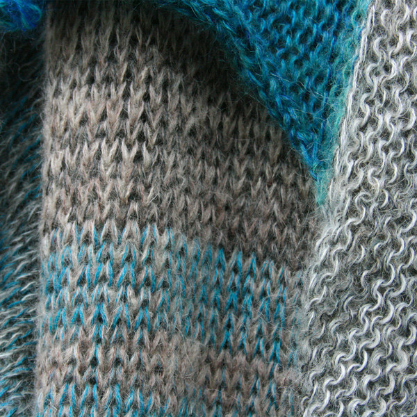 Mallorca pocket cardigan in kid mohair and merino wool knit by Inese Iris Liepina