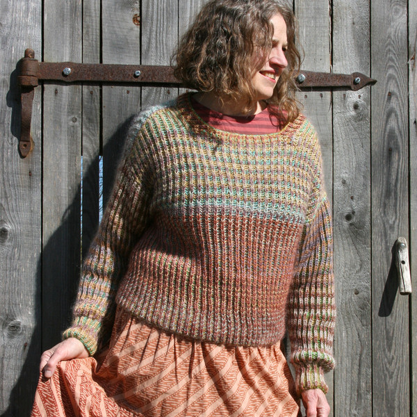 Ruhnu Reversible Brioche Sweater and Hat DIY Knitting PATTERN
