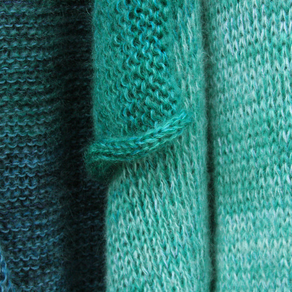 Sea Rocks one of a kind knit cardigan in Kid mohair and merino wool by Inese Iris Liepina