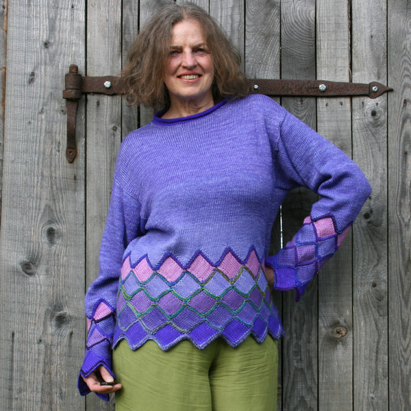 Bruges tunic length entrelac sweater PATTERN