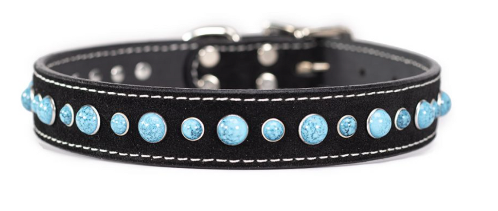 Auburn Leather Collar - Cabachon - Turquoise