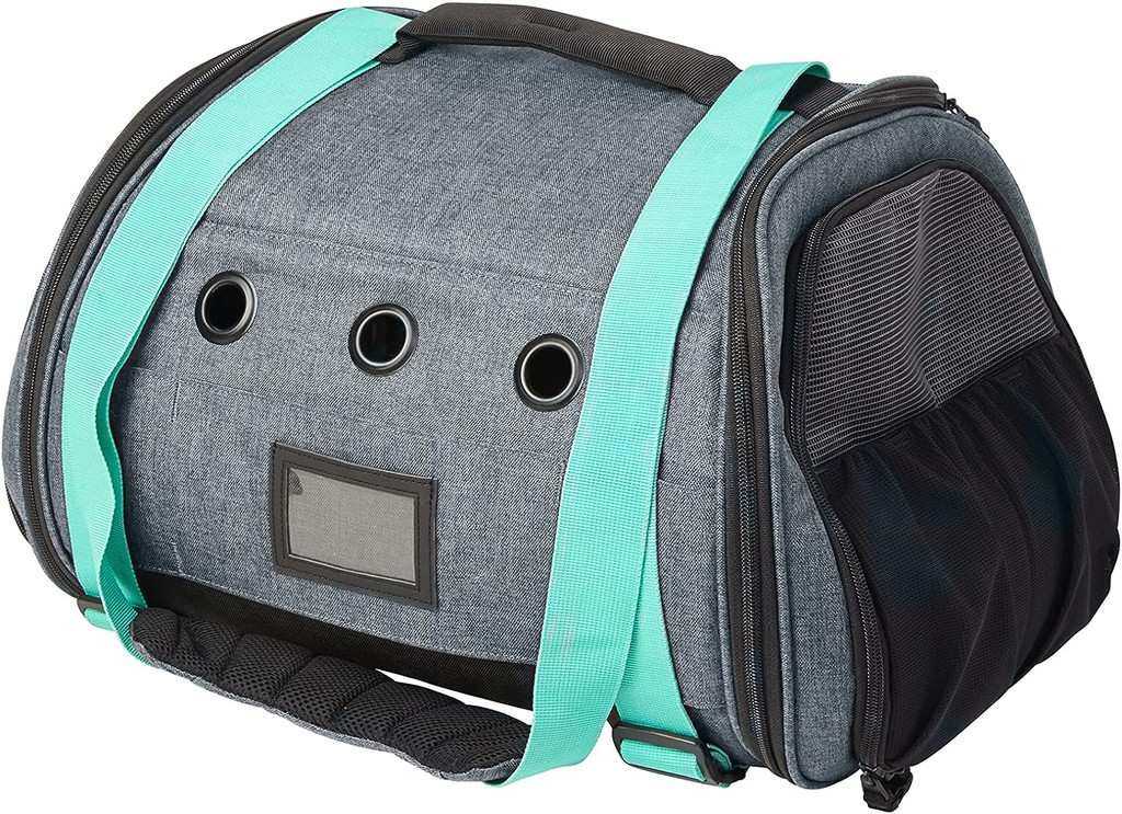 "The Transpurrter" Ultimate Calming Convertible Cat Carrier in Heather Grey and Teal - Travel Cat