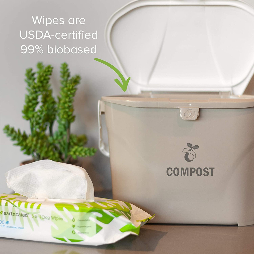 Earth Rated Compostable Pet Wipes - Unscented