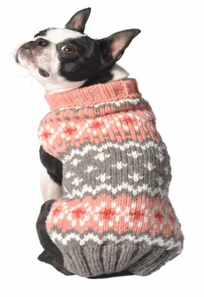 Chilly Dog Peach Fairisle Sweater