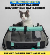 "The Transpurrter" Ultimate Calming Convertible Cat Carrier in Heather Grey and Teal - Travel Cat