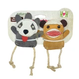 Hugglehound Natural Leather Wee Buddies Sock Monkey & Raccoon Dog Toys