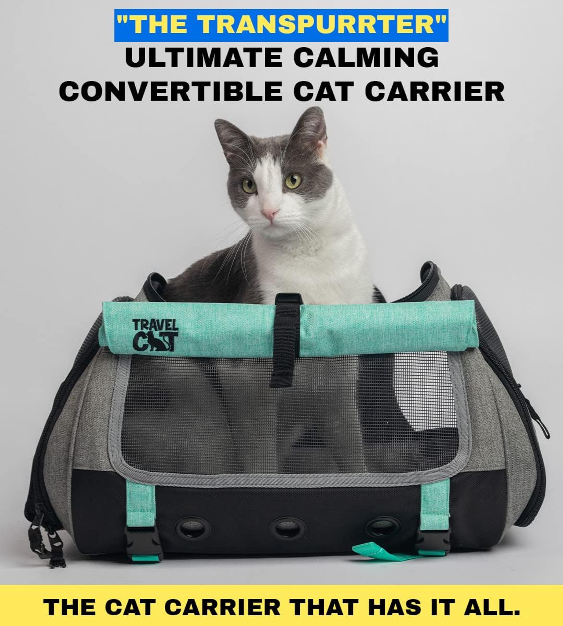 The Transpurrter Ultimate Calming Convertible Cat Carrier in Heather