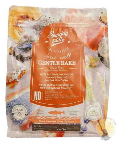 Sunday Pets Gentle Bake King Salmon Hundefutter – 1,3 Kg, Mit Wildem Lachs & Rind, Getreidefrei