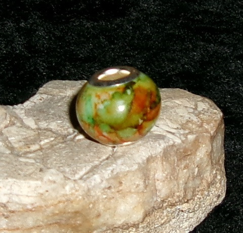 Glass Bead with OLIVE DRAGON