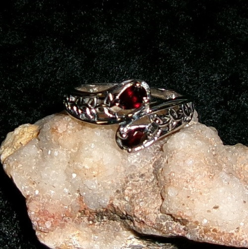Garnet and Silver Ring with ELDER VAMPIRE