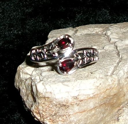 Garnet and Silver Ring with ELDER VAMPIRE