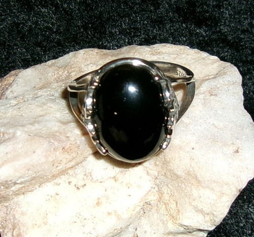 Black Stone and Silver Ring with ELDER VAMPIRE