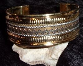 Brass Cuff Bracelet with GOLD DJINN