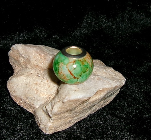Glass Bead with OLIVE DRAGON