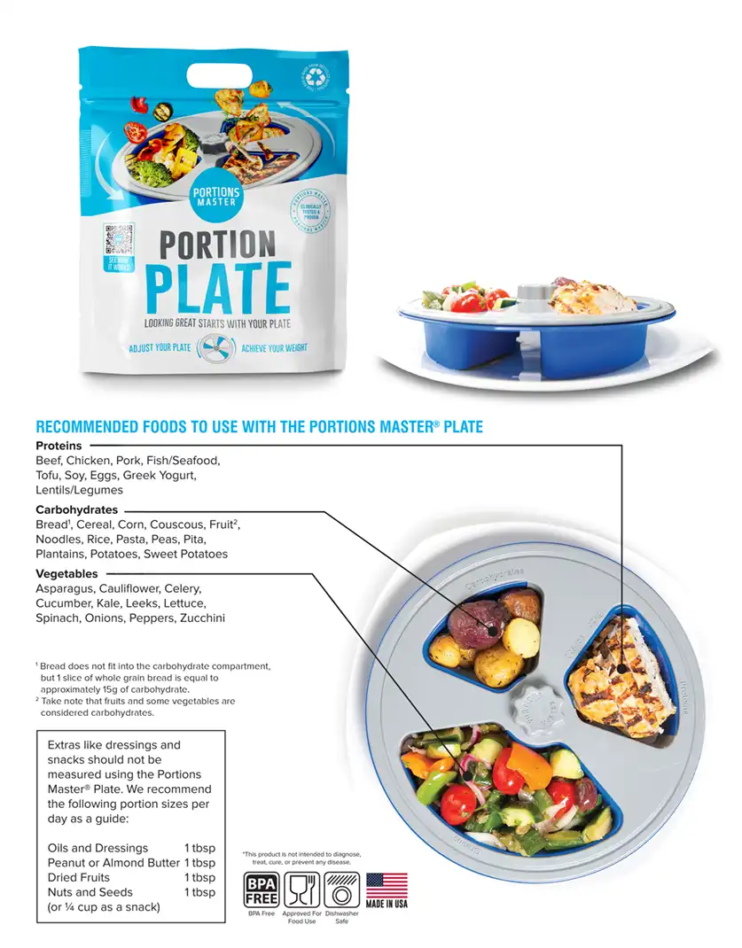 Portions Master All in One Plate, Diet Weight Loss Aid