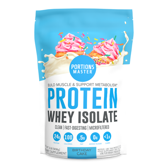 Portions Master CFM Whey Isolate Protein | 2 lb. | Birthday Cake Front