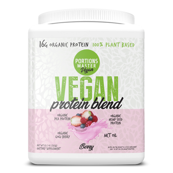 Portions Master Vegan Protein Blend Berry 375g Front