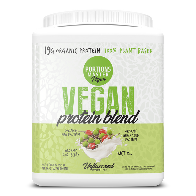 Portions Master Vegan Protein Blend Unflavored 375g Front