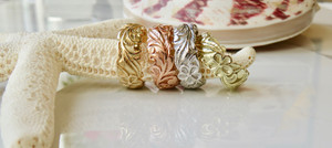 14KT 3D Sculpted Plumeria Scroll Ring  | Price Varies Based on Size