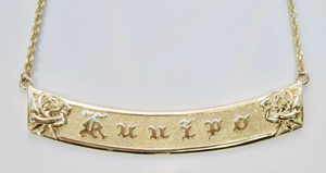 14KT 3D Personalized 10MM Rose Flower Horizontal Name Necklace  | Price Varies Based on Length