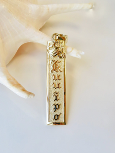 14KT 3D Personalized 10MM Bird of Paradise Vertical Name Pendant  | Price Varies Based on Height