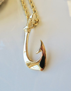 14KT Fish Hook Pendant with Hidden Bail