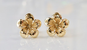 14KT Plumeria Flower Earrings  |  Price Varies Based on Size
