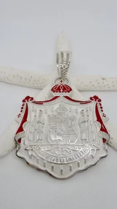 Sterling Silver 925 2.5" Hawaiian Coat of Arms Pendant