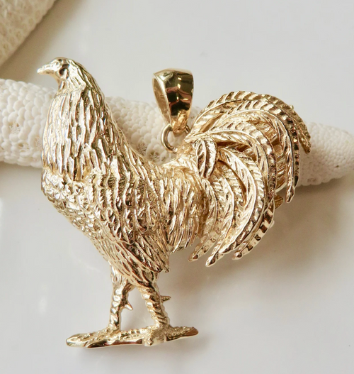 14KT Rooster Pendant  | Price Varies Based on Size