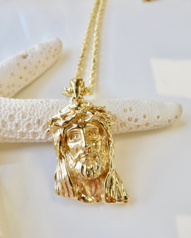 14KT Jesus Head Pendant  | Price Varies Based on Size