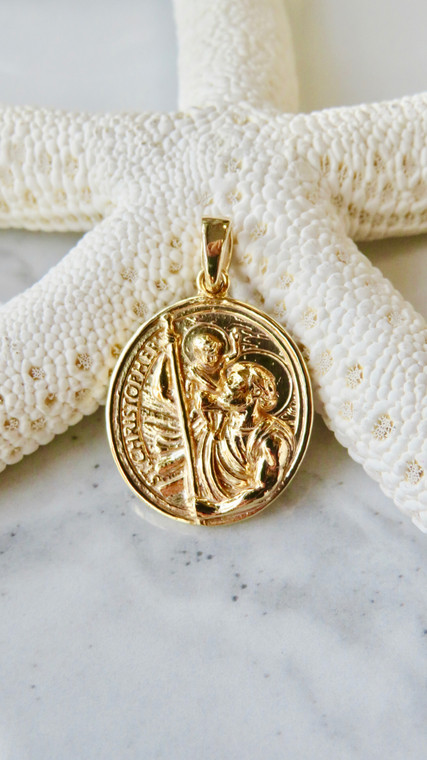 14KT St. Christopher Medallion Pendant