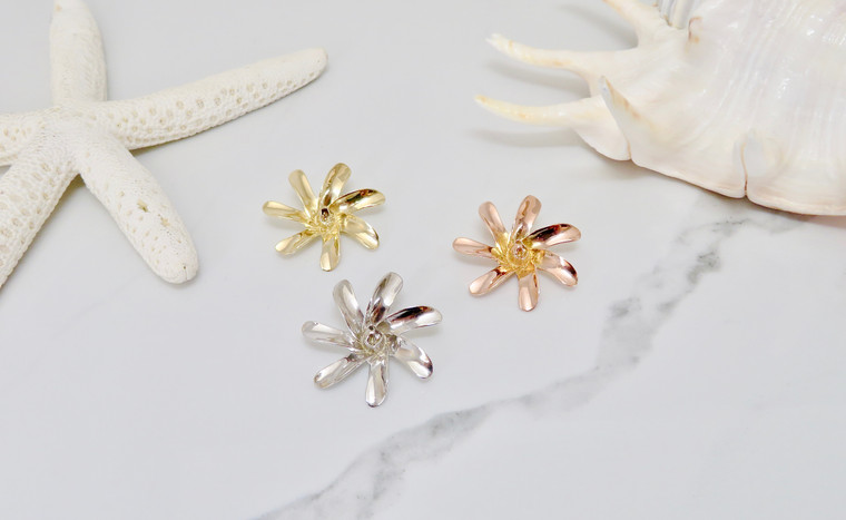 14KT Tiare Flower Pendant with Hidden Bail