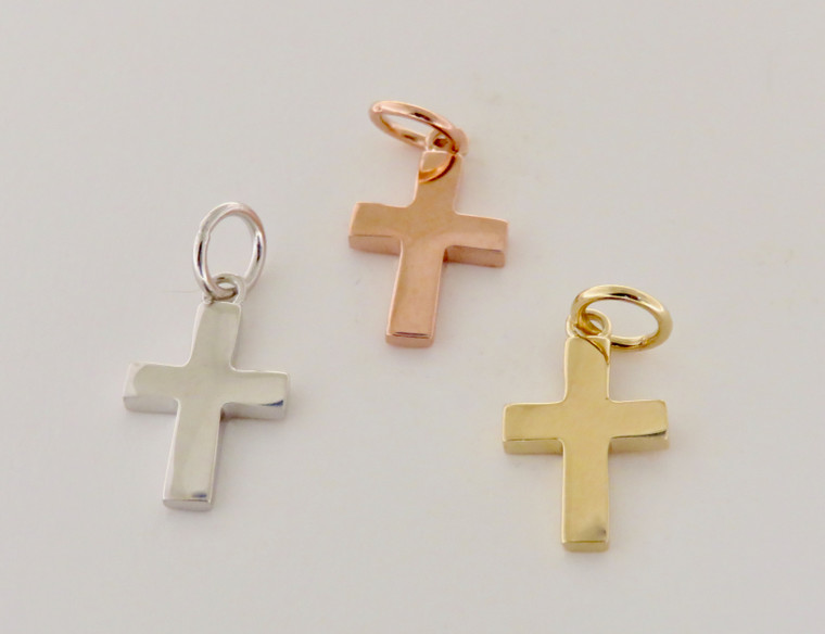 14KT Small, High Polish Cross Pendant