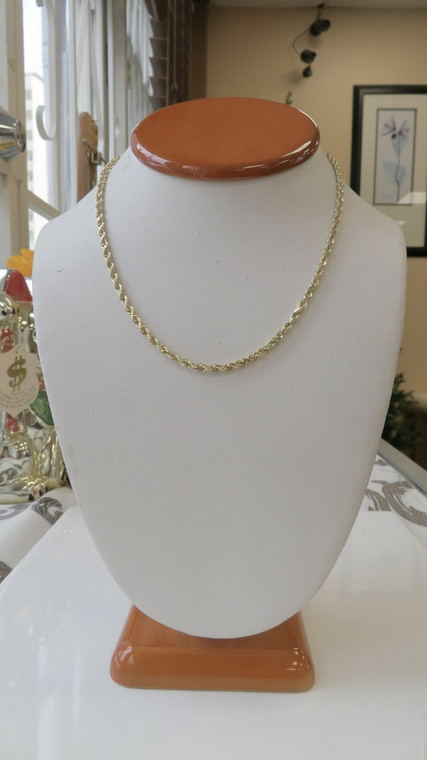 14KT Solid Yellow Gold 3MM Diamond Cut Rope Chain |  Price Varies Based on Length