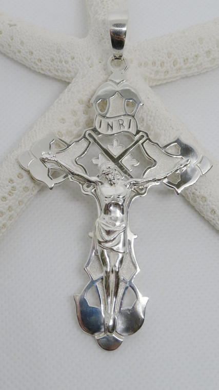 Sterling Silver 925  INRI Crucifix Pendant  |  Price Varies Based on Size
