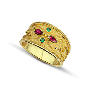 Rubies Emeralds Byzantine Gold Ring Rubies Emeralds Byzantine Gold Ring