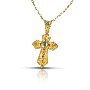 Emerald And Rubies Byzantine Gold Cross Emerald And Rubies Byzantine Gold Cross
