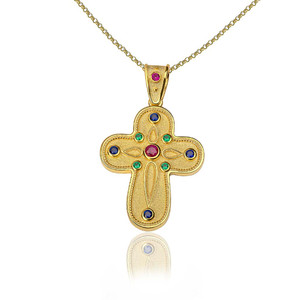 Multi Gemstone Byzantine Cross Multi Gemstone Byzantine Cross