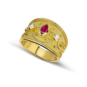 Ruby Diamonds Byzantine Gold Ring Ruby Diamonds Byzantine Gold Ring