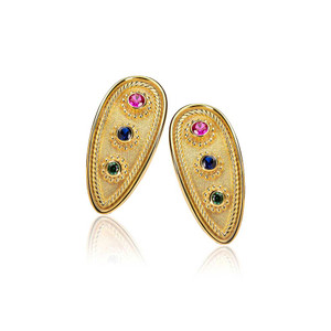 Multi Stone Byzantine Gold Earrings Multi Stone Byzantine Gold Earrings