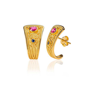 Ruby Sapphire Gold Byzantine Earrings Ruby Sapphire Gold Byzantine Earrings