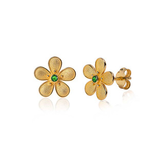 Flower Stud Emerald Gold Earrings Flower Stud Emerald Gold Earrings
