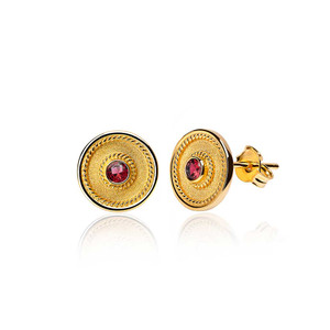 Round Ruby Gold Byzantine Earrings Round Ruby Gold Byzantine Earrings